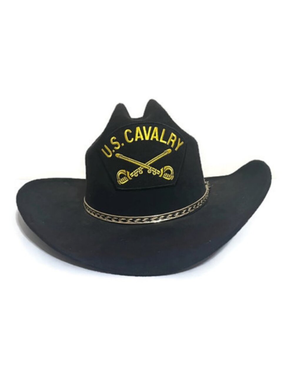 Vintage US Cavalry Cowboy Hat with Chain Detail